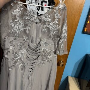 Elegant Gray Lace Wedding Dress